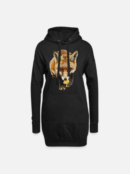 Renard - Sweat-shirt à capuche long Femme - noir