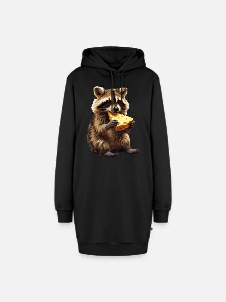 Waschbär - Hoodie-Kleid - Schwarz