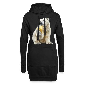 Ours blanc - Sweat-shirt à capuche long Femme - noir - Devant