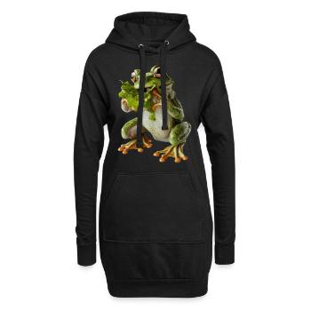Grenouille - Sweat-shirt à capuche long Femme - noir - Devant
