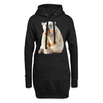 Ours blanc - Sweat-shirt à capuche long Femme - noir - Devant