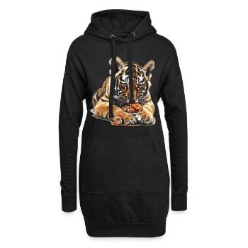Tigre - Sweat-shirt à capuche long Femme - noir - Devant