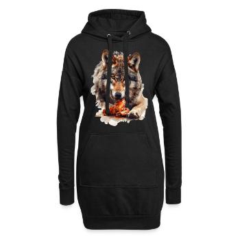Wolf - Hoodie-Kleid - Schwarz - Vorne