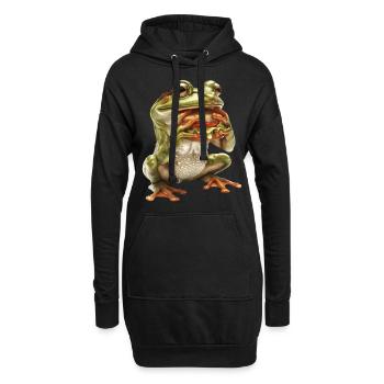 Grenouille - Sweat-shirt à capuche long Femme - noir - Devant