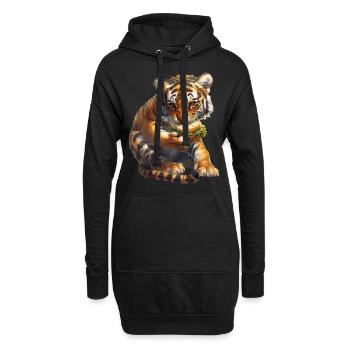 Tigre - Sweat-shirt à capuche long Femme - noir - Devant