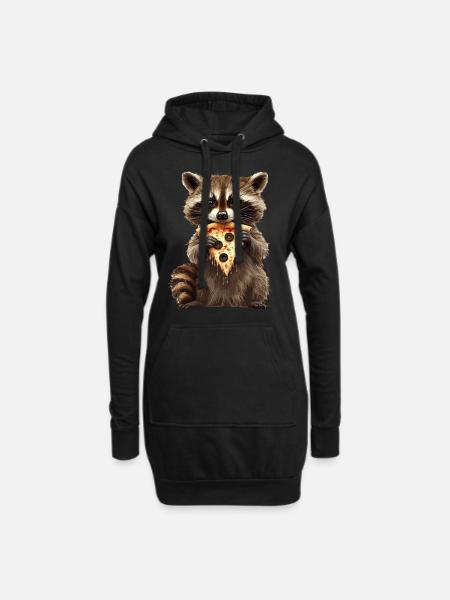 Waschbär - Hoodie-Kleid - Schwarz