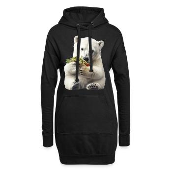 Ours blanc - Sweat-shirt à capuche long Femme - noir - Devant