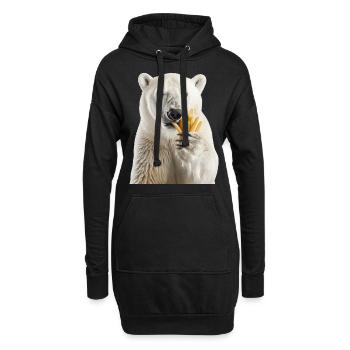 Ours blanc - Sweat-shirt à capuche long Femme - noir - Devant