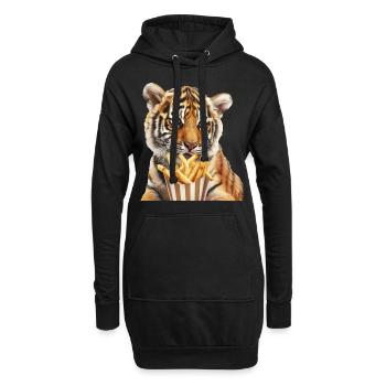 Tigre - Sweat-shirt à capuche long Femme - noir - Devant