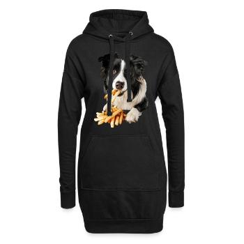 Border Collie - Hoodie-Kleid - Schwarz - Vorne