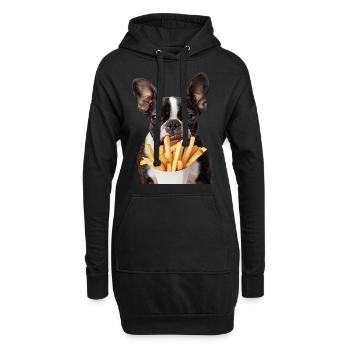 Boston Terrier - Hoodie-Kleid - Schwarz - Vorne