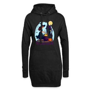Magisches Hexen Outfit Damen Halloween - Hoodie-Kleid - Schwarz - Vorne