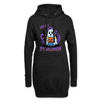 Süßes Geister Halloween Outfit Damen - Hoodie-Kleid - Schwarz - Vorne