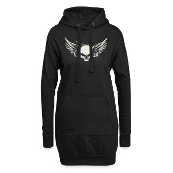 Totenkopf mit Flügel für Biker – Klassik - Hoodie-Kleid - Schwarz - Vorne