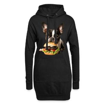 Boston Terrier - Hoodie-Kleid - Schwarz - Vorne