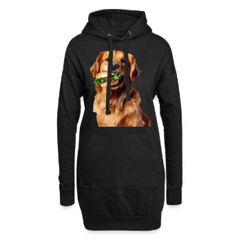 Golden retriever - Sweat-shirt à capuche long Femme - noir - Devant