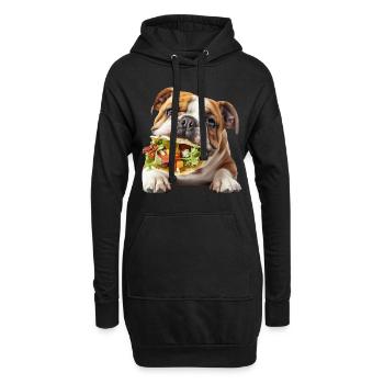 English Bulldog - Hoodie-Kleid - Schwarz - Vorne