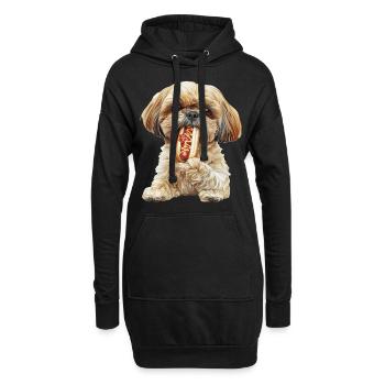 Shih Tzu - Hoodie-Kleid - Schwarz - Vorne
