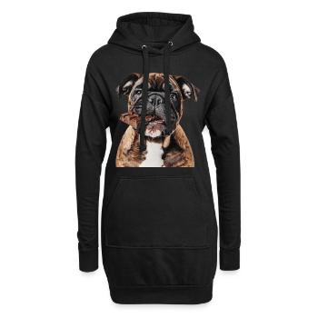 Bouledogue - Sweat-shirt à capuche long Femme - noir - Devant