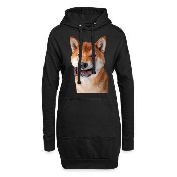 Shiba Inu - Sweat-shirt à capuche long Femme - noir - Devant