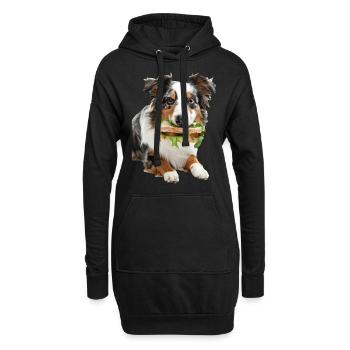Australischer Schäferhund - Hoodie-Kleid - Schwarz - Vorne
