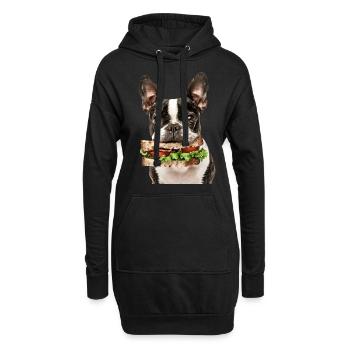Boston Terrier - Hoodie-Kleid - Schwarz - Vorne