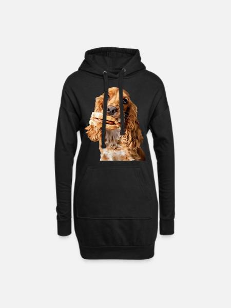 Cocker Spaniel - Hoodie-Kleid - Schwarz