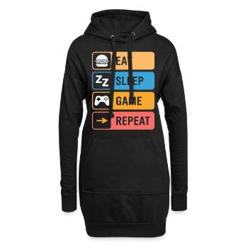 Manger, dormir, jouer, répéter – le dicton du joueur - Sweat-shirt à capuche long Femme - noir - Devant