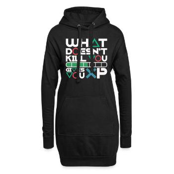 Was dich nicht umbringt, gibt dir XP – Motivation - Hoodie-Kleid - Schwarz - Vorne