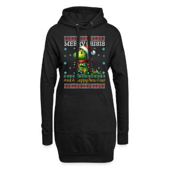 Merry Crisis Dino Weihnachten Ugly Christmas - Hoodie-Kleid - Schwarz - Vorne