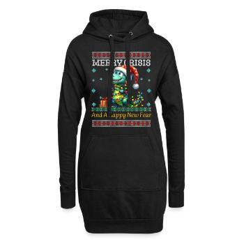 Dino Weihnachten Joyeux Crise Noël laid - Sweat-shirt à capuche long Femme - noir - Devant