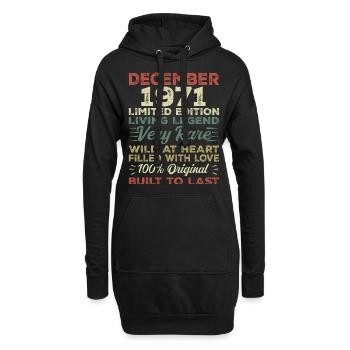 Dezember 1971 - Geburtstag Dezember 1971 Jahr - Hoodie-Kleid - Schwarz - Vorne