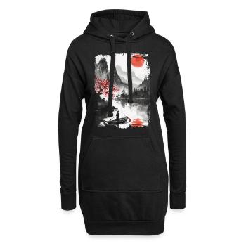 Japon - Sweat-shirt à capuche long Femme - noir - Devant