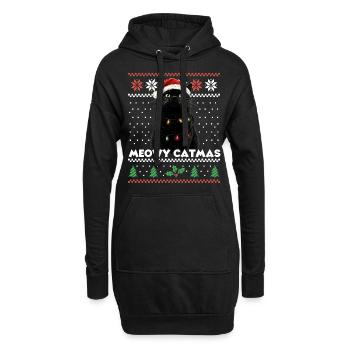 Miaou Catmas Noël assorti Look chat drôle - Sweat-shirt à capuche long Femme - noir - Devant