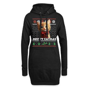 Le look de Noël assorti de Meowy Catma avec chaton - Sweat-shirt à capuche long Femme - noir - Devant