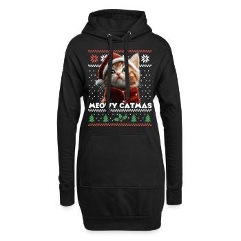 Le look de Noël assorti de Meowy Catma avec chaton - Sweat-shirt à capuche long Femme - noir - Devant