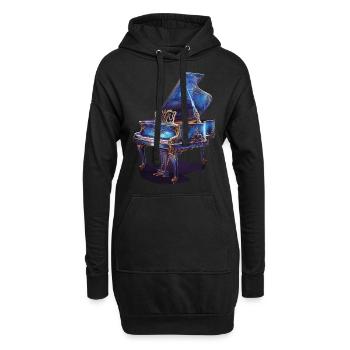 Piano - Sweat-shirt à capuche long Femme - noir - Devant