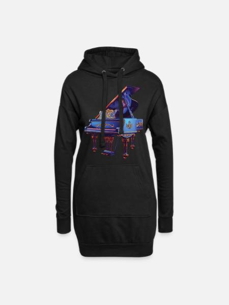 Klavier - Hoodie-Kleid - Schwarz