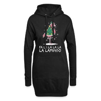 Fa La La Lamingo Drôle de Noël Flamingo - Sweat-shirt à capuche long Femme - noir - Devant
