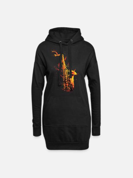 Saxophon - Hoodie-Kleid - Schwarz