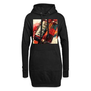 Akkordeon - Hoodie-Kleid - Schwarz - Vorne
