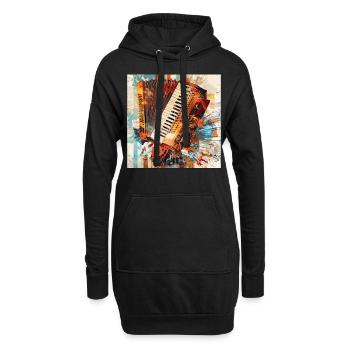 Akkordeon - Hoodie-Kleid - Schwarz - Vorne