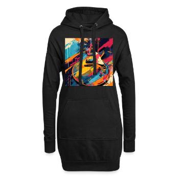 Guitare - Sweat-shirt à capuche long Femme - noir - Devant