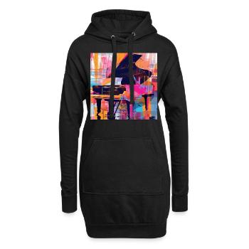 Piano - Sweat-shirt à capuche long Femme - noir - Devant