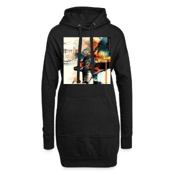 Piano - Sweat-shirt à capuche long Femme - noir - Devant