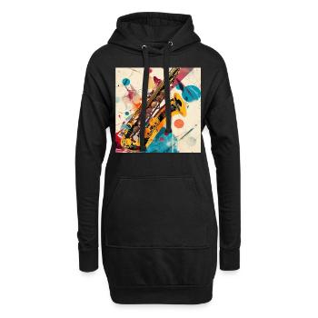 Saxophon - Hoodie-Kleid - Schwarz - Vorne