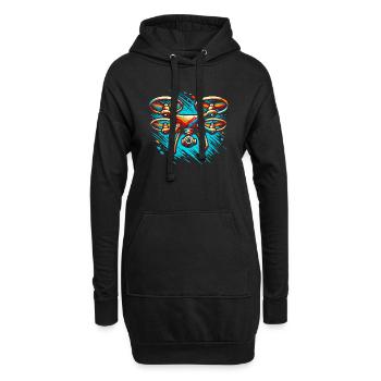 Drone - Hoodie Dress - black - Front