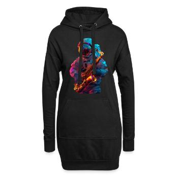 Saxophone astronaute - Sweat-shirt à capuche long Femme - noir - Devant