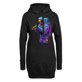 Trompette astronaute - Sweat-shirt à capuche long Femme - noir - Devant