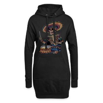 Tambours squelettes mexicains - Sweat-shirt à capuche long Femme - noir - Devant